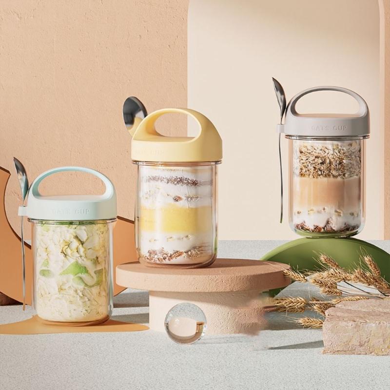 Mehrzweck Küchenorganisator mit Löffel Spülmaschinenfester Glasbehälter Müsli Nüsse Joghurts Salatschale Haferflockenbehälter