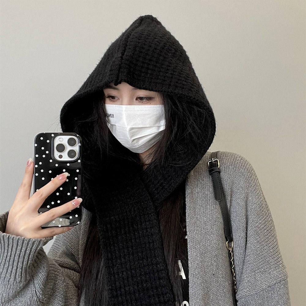 Ear Protector Women Balaclava Cap Knitted Knitted Beanies Hats Warm Headgear Scarf Hat Winter Warm