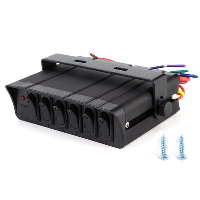 6?Gang Rocker Switch Box Controller 3P Red Light Universal for 12?24V Car RVs Marine Boat Yacht
