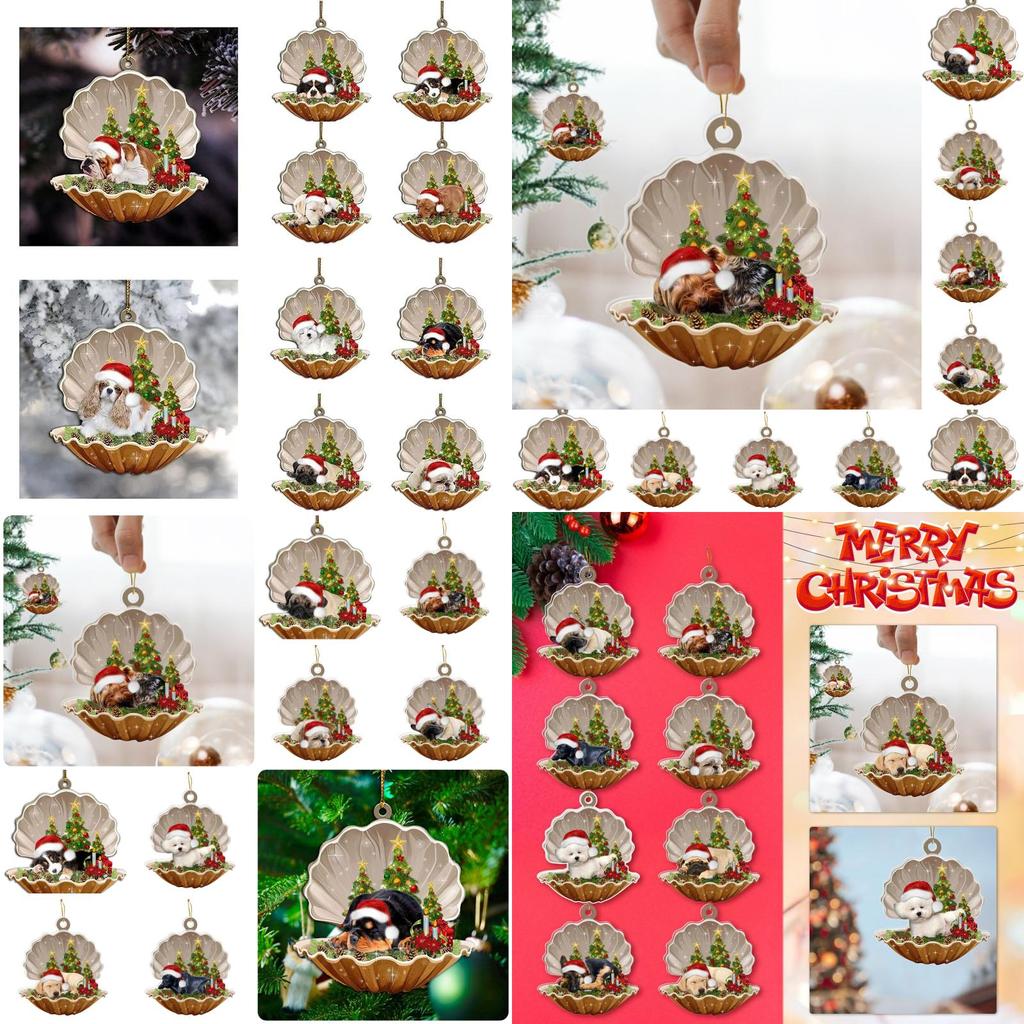 Cute Cartoon Acrylic Car Hanging Decoration For Christmas Tree Shell Sleeping Dog