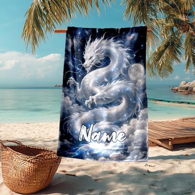 Custom Name Ultra-Soft Beach Towel with Dragon Theme,Ideal for Pool - Camping, Diving - Perfect Travel Essential, Vibrant Beach Towel.