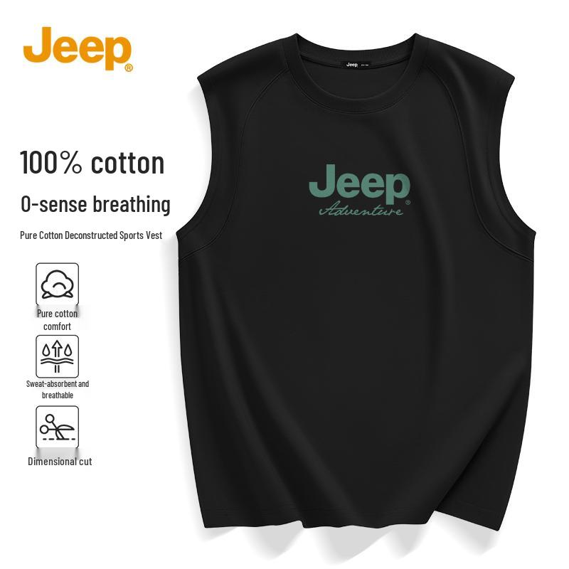 JEEP Men s Pure Cotton Heavyweight Sports Sleeveless T-Shirt 2XL