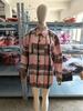 2023 Women's European & American Plaid Long Sleeve Lapel Cardigan Jacket