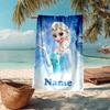Custom Name Ultra-Soft Beach Towel with Elsa Theme,Ideal for Pool - Camping, Diving - Perfect Travel Essential, Vibrant Beach Towel.