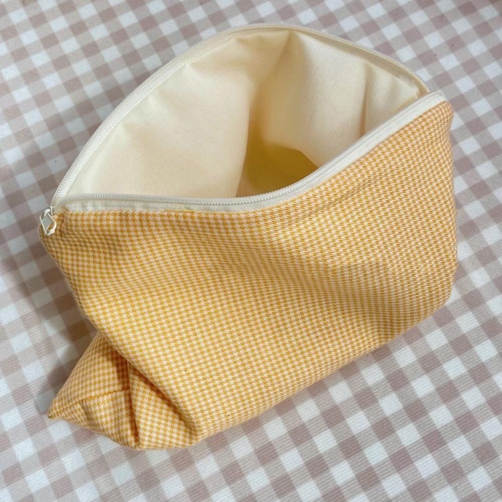 Solid Color Makeup Storage Bag Soft Checkered Makeup Bag New Storage Handbag