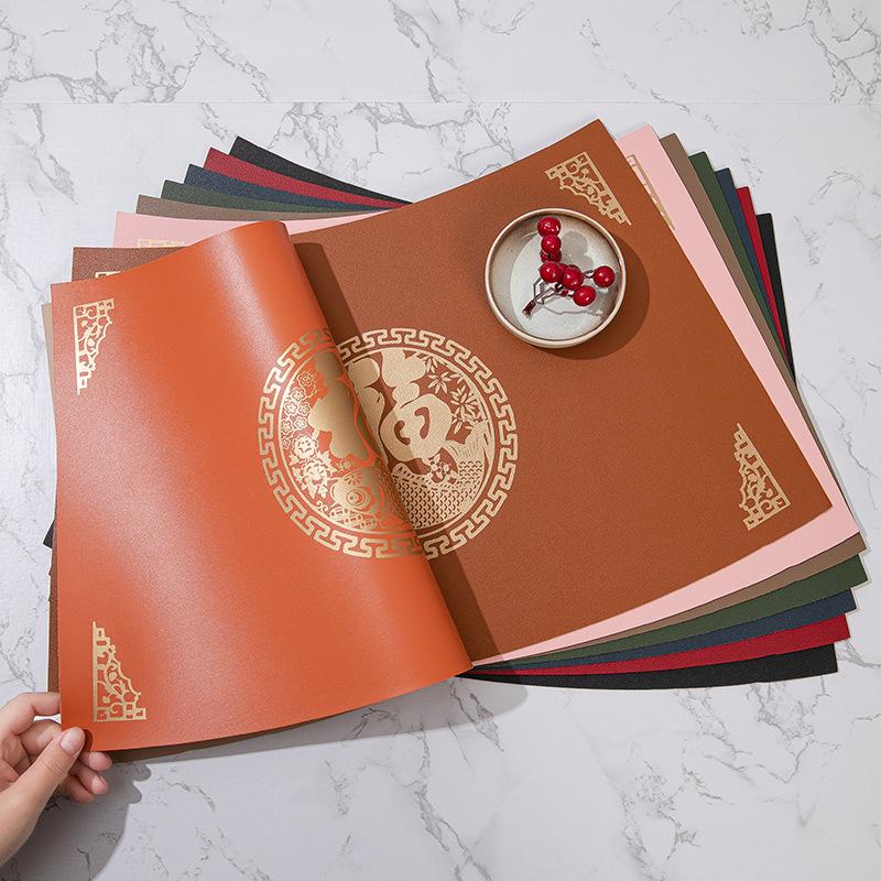 New Chinese restaurant Hotel round table leather placemat Western food mat Double-sided fan-shaped thermal insulation dining table mat Plate mat Fu