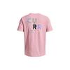 Under Armour Letter Print Sports American Vintage Short Sleeve T-Shirt Men Tops Pink 1376807-676