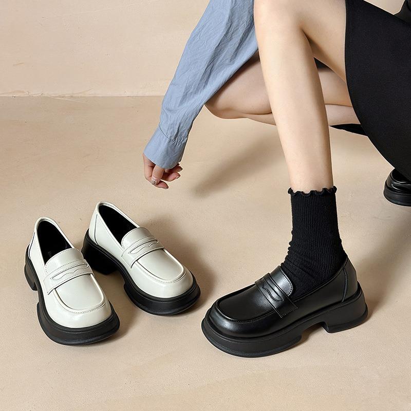 Mary Jane women's shoes platform leather spring and summer new small leather shoes one pedal single shoes