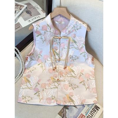 Early Spring New Small Top 5 Years Vest Disc Buckle Jacquard Vest Women
