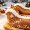 Bite Resistant Christmas Sleigh Pet Bed Reindeer Shape Xmas Sleigh Cat Nest  Living Room