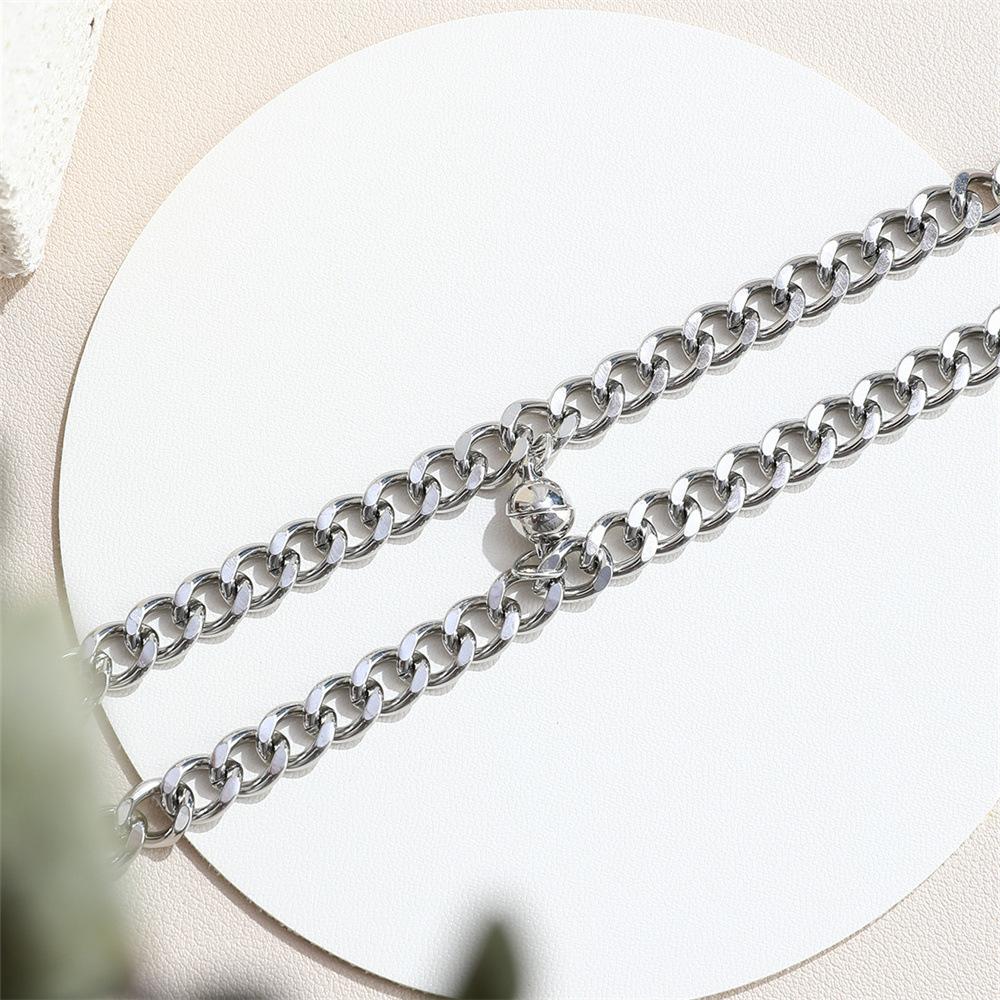 Original Hip-hop Couple Bracelet Silver Attracts a Pair of Niche Design Korean Version of Simple Ins Valentine's Day Gift