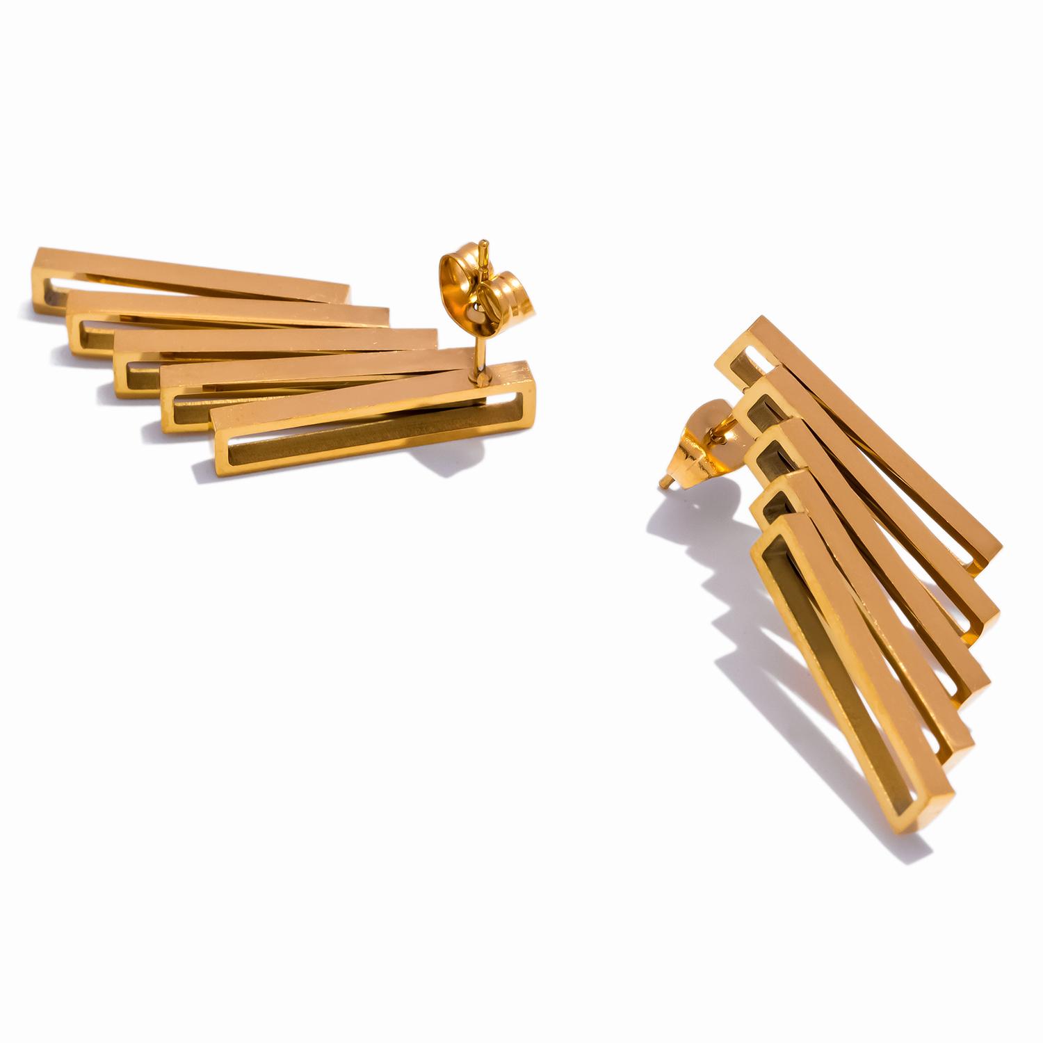 

Пятислойные геометрические серьги в форме крыльев для женщин с нишевым дизайном, серьги из нержавеющей стали в корейском стиле золотой