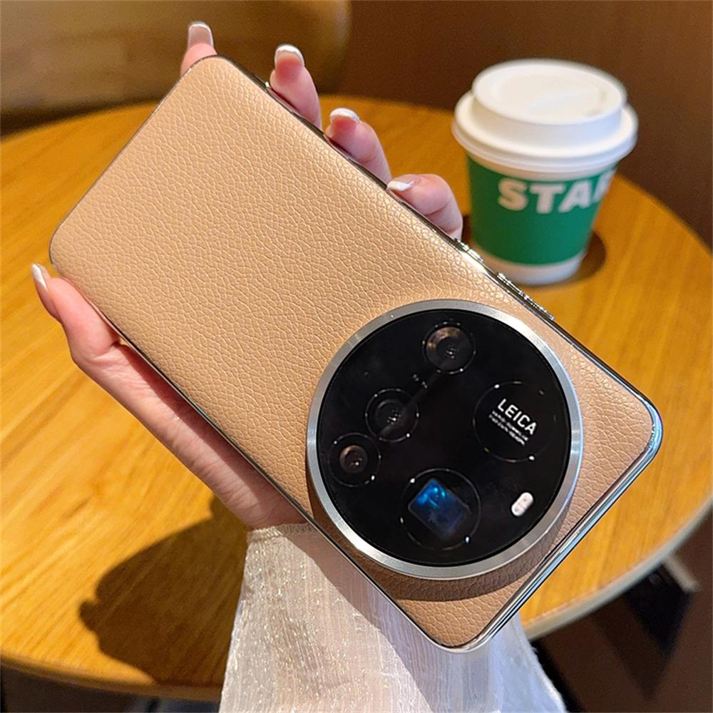 Für Xiaomi 15 Ultra Hülle Galvanisierter Rand Litschi-Textur Leder+PC Handyhülle