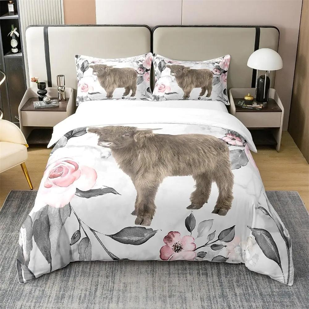 Cow Print Duvet Cover Twin Size 3 Pieces Cow Bedding Collection With 2 Pillowcases Black And White Comforter Cover Bedroom Decor