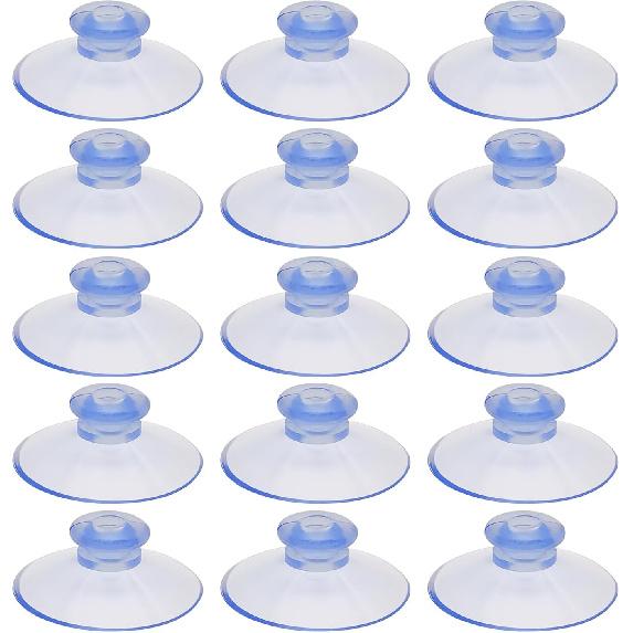 15 Pcs 0.8 Inch Suction Cups, 20mm Glass Suction Pads, Clear PVC Plastic Sucker Pads Without Hook, Super Strong Suction Power Holder for Glass