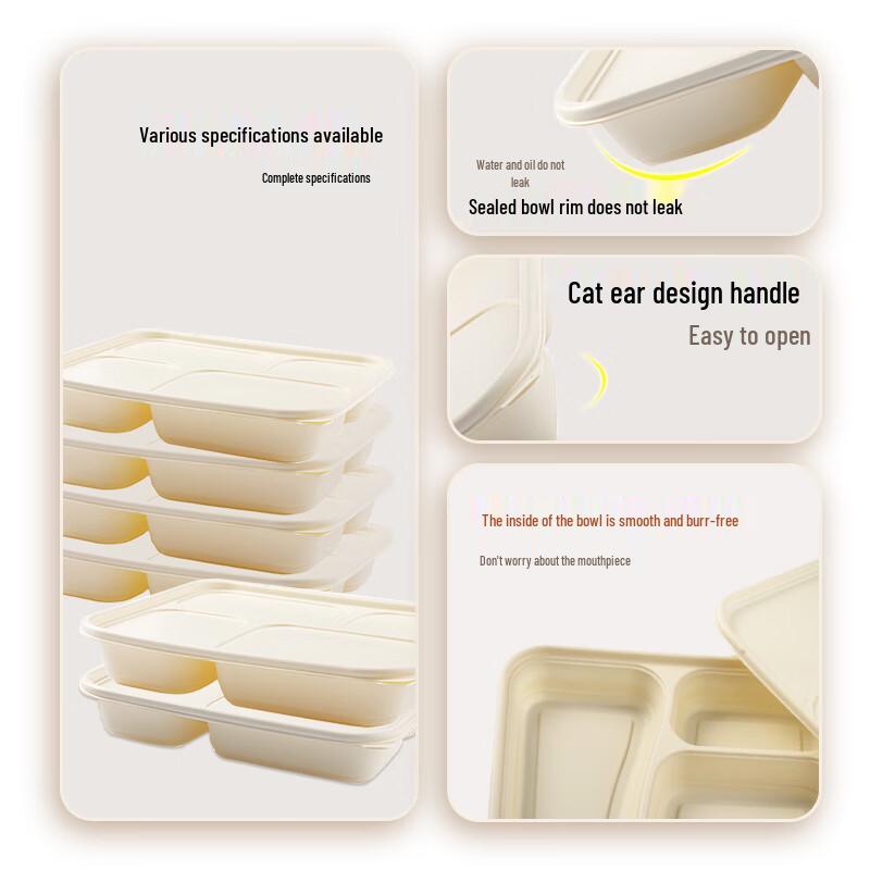 Disposable 4-Compartment Biodegradable Corn Starch Meal Box
