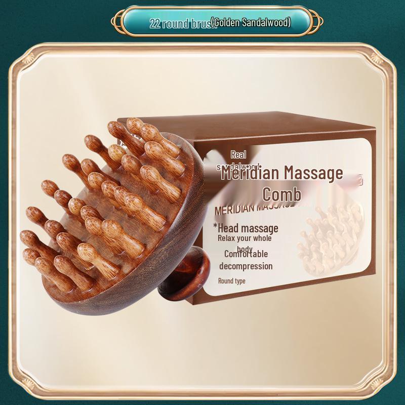 Sandalwood Round Disc Scalp Massage Comb for Hair Nourishing and Follicle Health