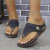 New large-size women's shoes pinch cold slippers women's metal thick-soled wedges comfortable beach sandals