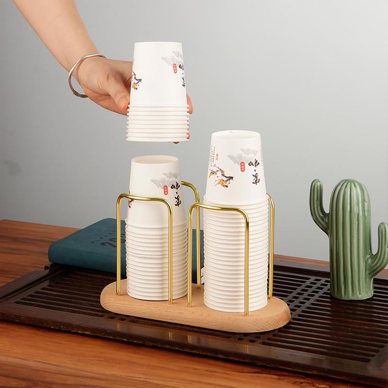 

Металлический одноразовый держатель для хранения стаканов, диспенсер для чашек для воды и чая, полка-стеллаж с деревянным основанием, подставка для демонстрации кружек, домашний органайзер золотой