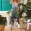 Women's Casual Jumpsuit Sleeveless Christmas Printed Cotton Jumpsuit