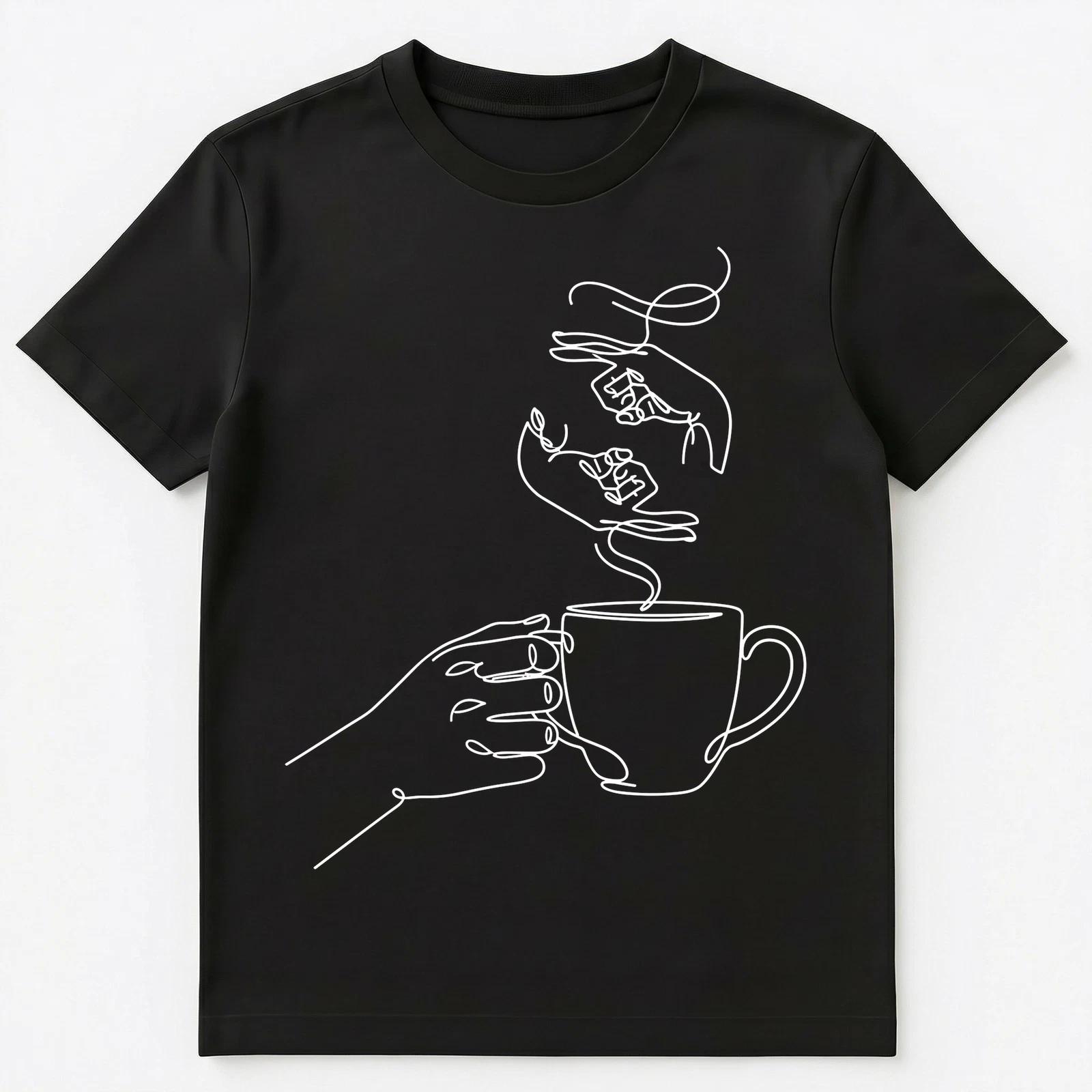 Coffee Lover Creative Sign Language Coffee Art Unisex T-Shirt 4XL
