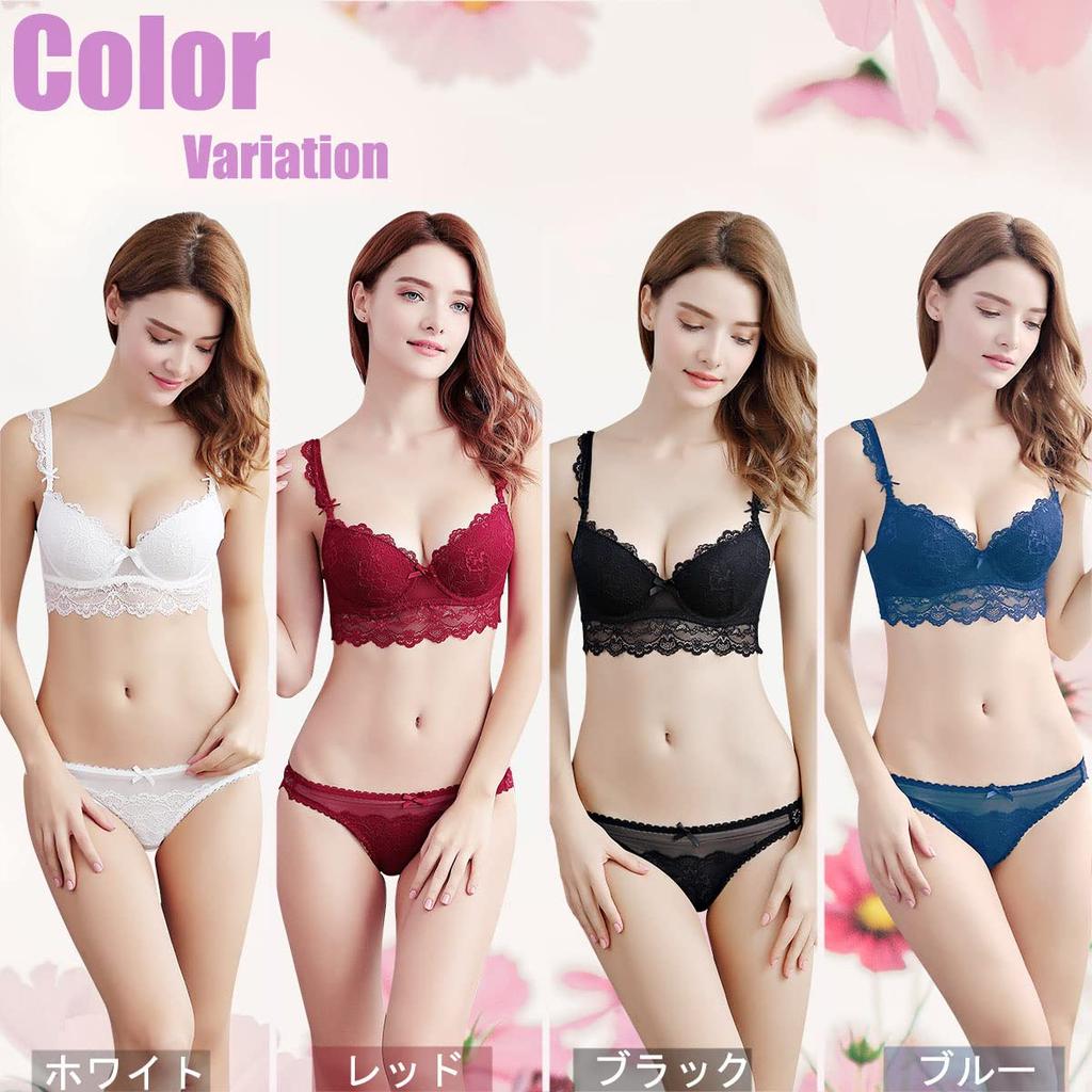 Guoeappa Cute Bra and Panty Seductive Embroidered Lace Half Cup Sexy Popular Set Set, Bra, Women's Lingerie, Women's (Blue, 80B)