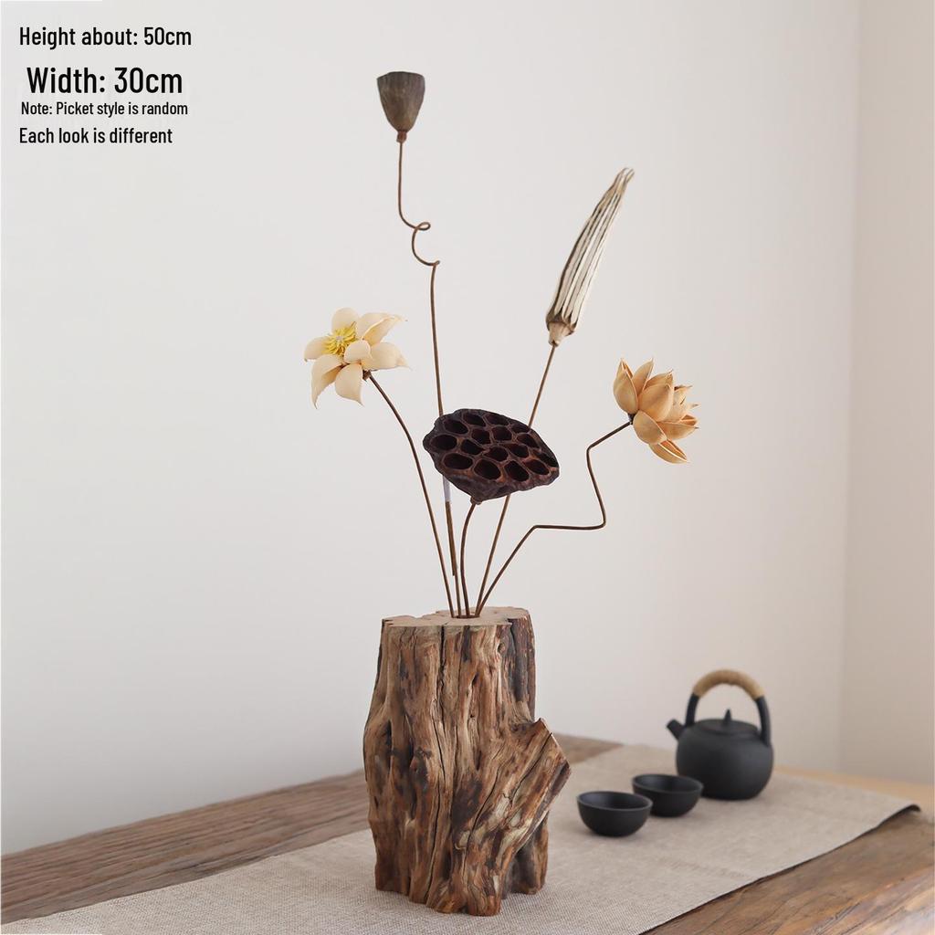 Zen Tabletop Vase with Dried Flowers for Living Room or Tea Room Decor