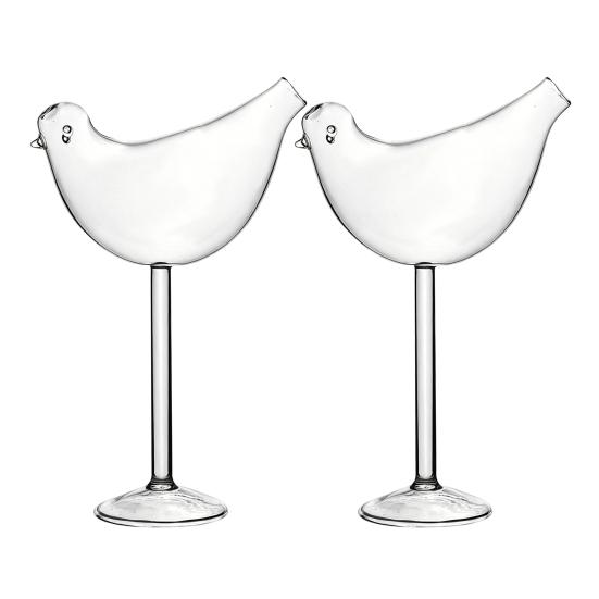 Bird Bam Glasses, Bird Shaped Glass Wine Glass, Creative Birds Cocktail Glass, Funny Clear Crystal Glasses, for Champagne, Mixed Drinks, Party,