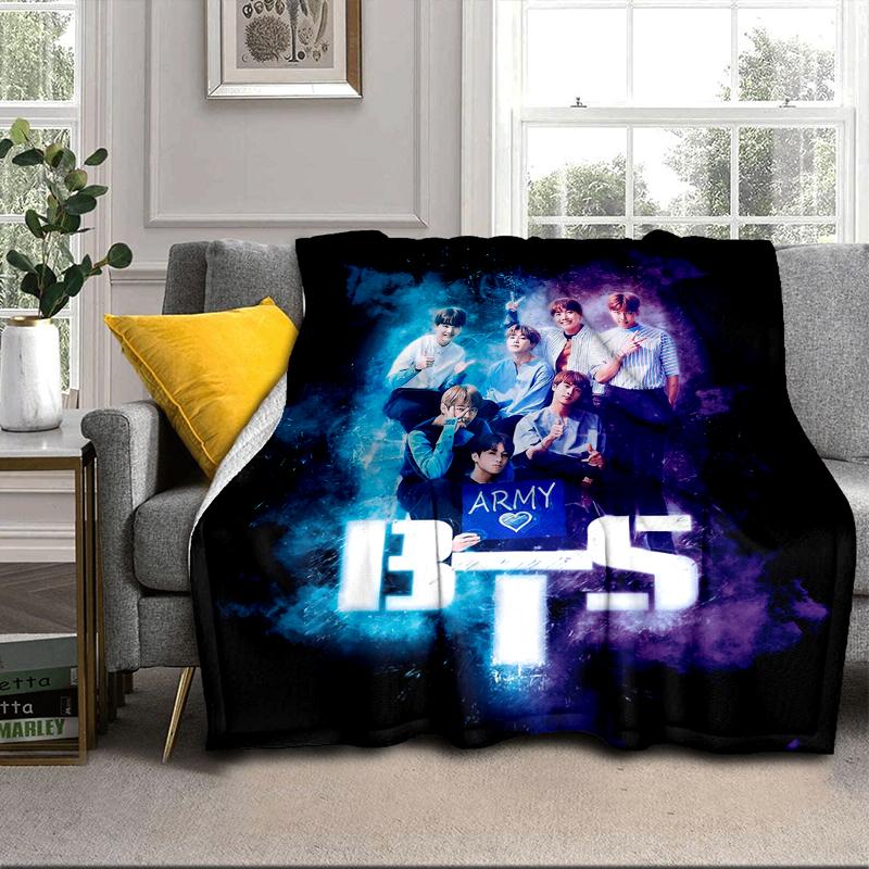 Colorful kpop Artwork Blanket Flannel Blanket for bed, sofa, Camping, Hiking, Picnic Essentials, gift for family Fan gifts
