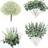 5Pcs Mixed Artificial Flowers Artificial Plant Silver Dollar Leaves DIY Bouquets  Wedding