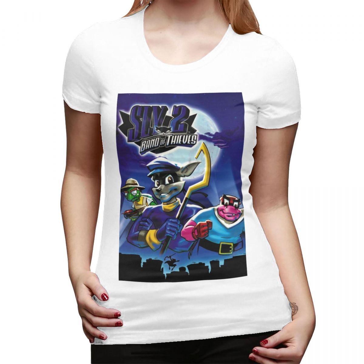 

Comic Collage Sly Cooper Raccoon Fox Turtle Hippo Comic Unisexga Anime Game TShirt for Women Streetwear T Shirts Women Tees Short S