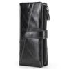 Portafoglio da uomo Black Angel in pelle patchwork a tre ante con chiusura a fibbia