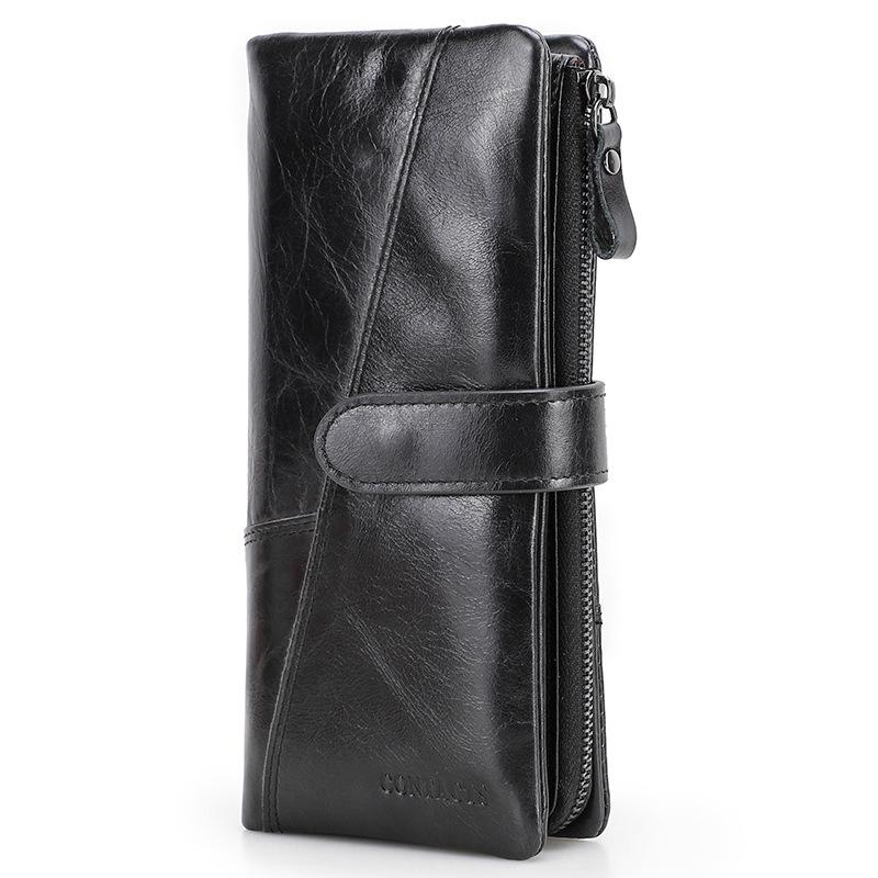 

Мужской лоскутный кожаный кошелек-трифолд Black Angel с застежкой-кнопкой