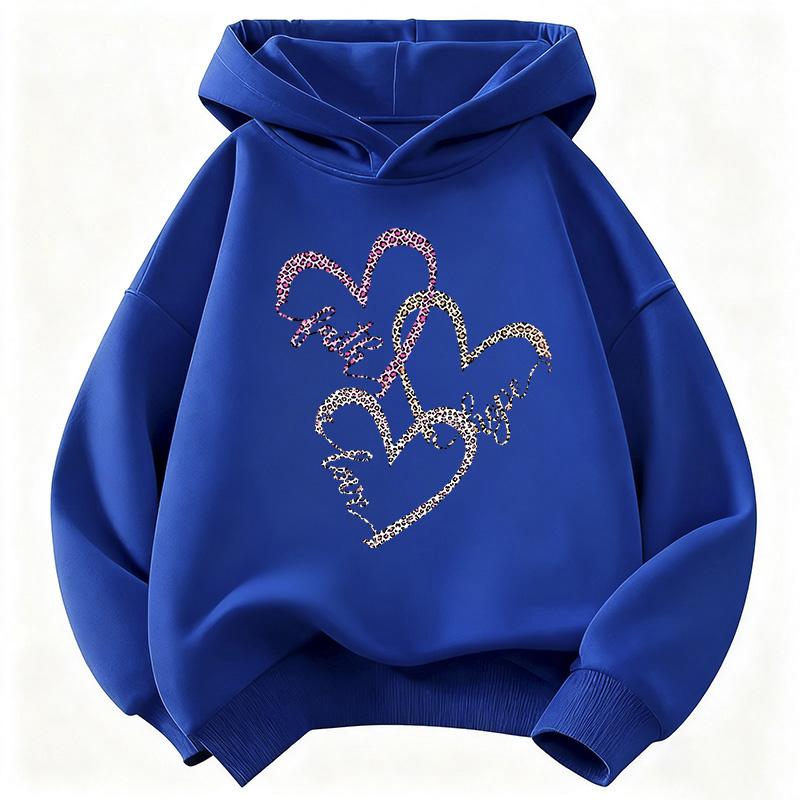 Hoodies Leopard Print with Love Heart Design Children's Sweatshirt Cute Hoody for Boys Girls Autumn Spring Casual Clothes
