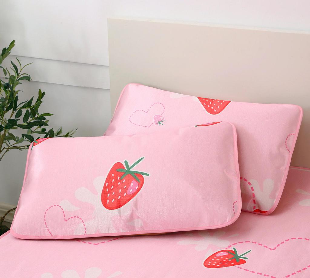 Washable Ice Silk Cool Pillowcase 48x74cm - Breathable, Sweat-Absorbent Summer Rattan Mat for Students