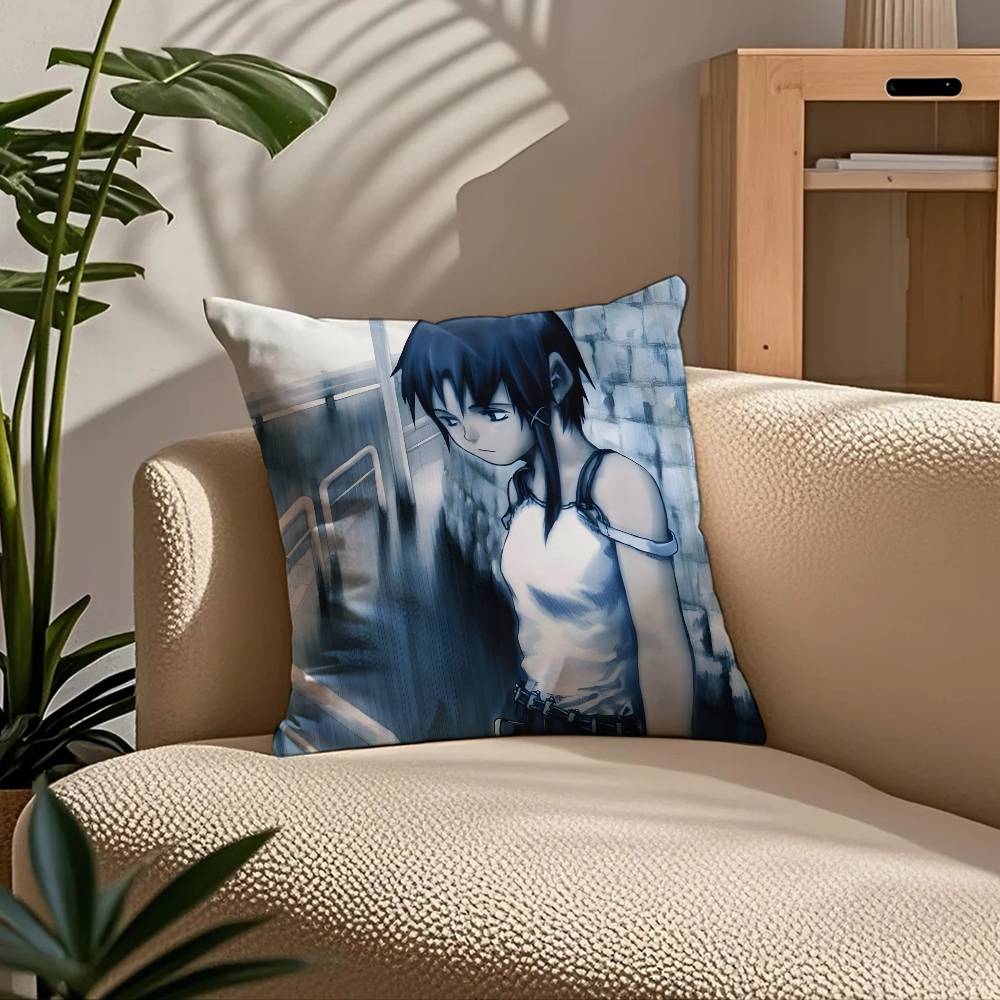 Anime E-Experiments L-Lain Pillow Case Comfort Sofa Bed Silky Elegant Invisible Zipper Custom Decorative Cushion Cover