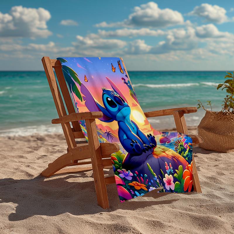 Ultra-Soft Beach Towel with Stitch Theme,Ideal for Pool - Camping, Diving - Perfect Travel Essential, Vibrant Beach Towel.