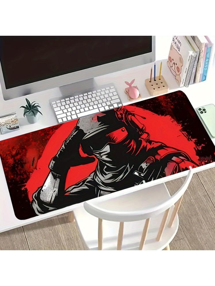 Extended Gaming Mouse Pad Red Soldier Design Large Rubber Mouse Mat Desk Pad Non-slip Base Office Gaming Computer Accessories