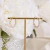 1 Pair Women Hoop Earrings, Snap-On Ear Loop Design Earrings, Imitation Pearl Full Circle Earrings, Large Round Drop Earrings Gift Jewelry