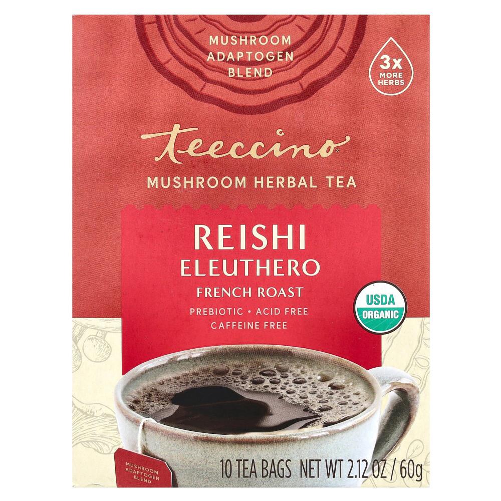 Teecino Reishi Mushroom Herbal Tea, Caffeine-Free, 10 Tea Bags, 60g (2.12oz)