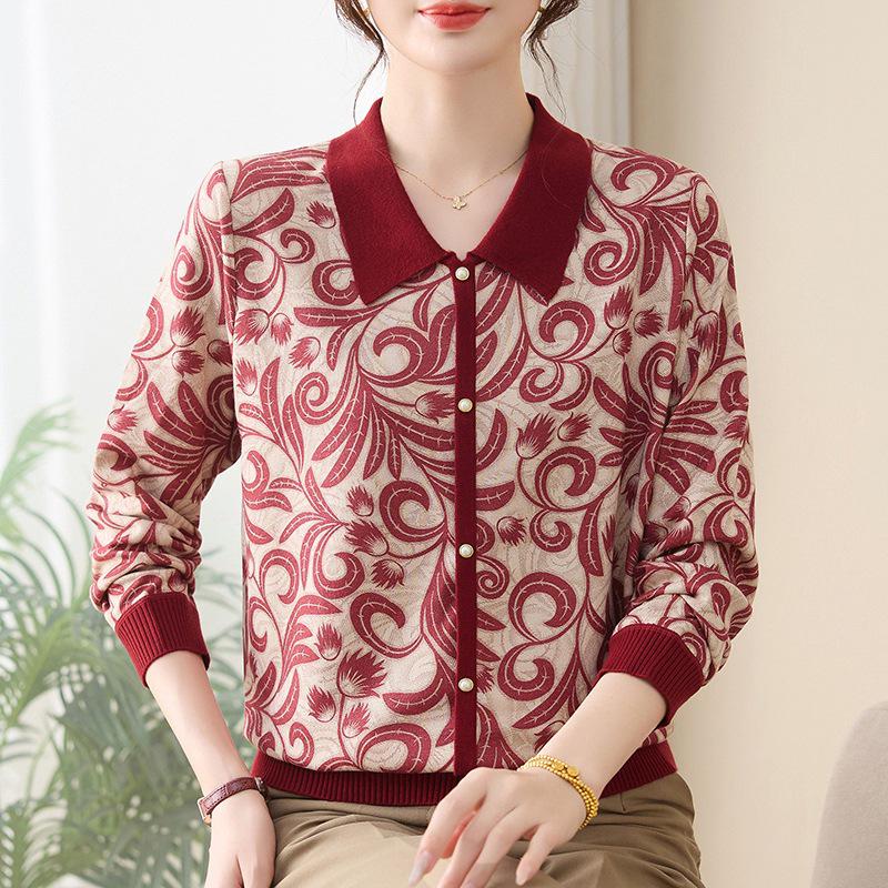 Women's Knit Wool Cardigan - Casual Wear for Middle-aged and Elderly Mothers