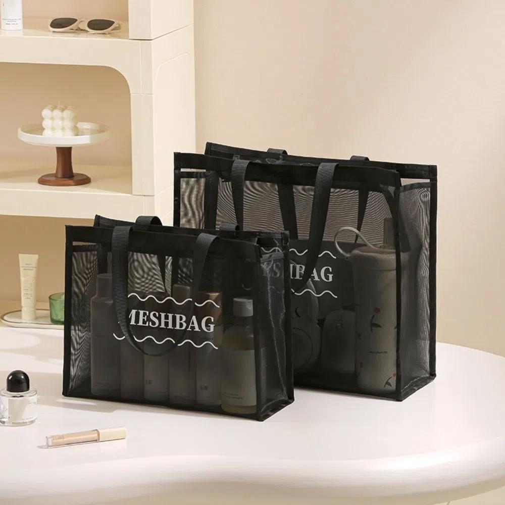 Swim Makeup Wash Bag Mesh Toiletry Storage Bag New Hollow Tote Bag  Handbag
