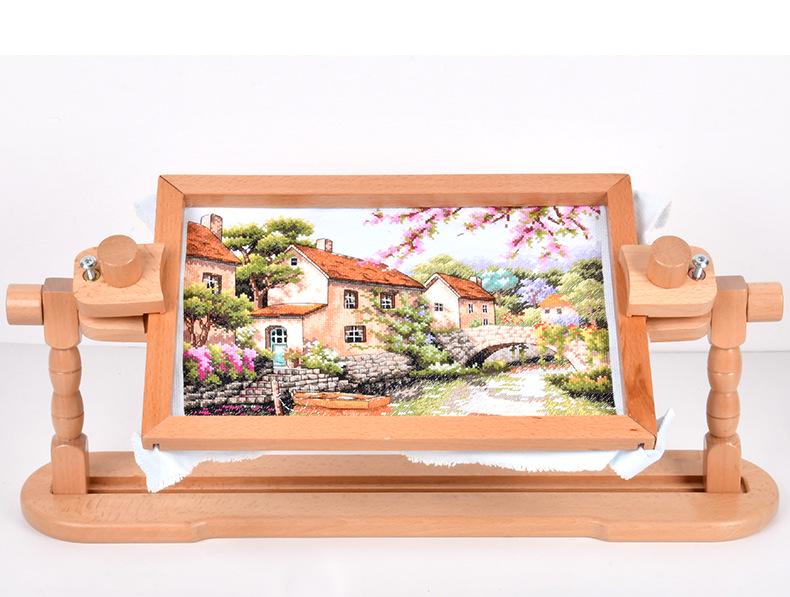 Bastidor de Bordado Ajustable de Madera de Haya: Bastidor Multifuncional para Punto de Cruz con Pinza de Tensión Fija