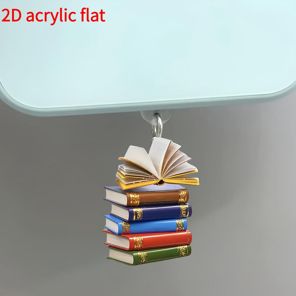 Wzór 2D Płaski 1 szt. Stos Książek - 2D Akrylowa Zatyczka Przeciwpyłowa do Telefonu - Pasuje do Złącz Type-C i do Złącz iPhone, Ochronna Osłona Przeciwpyłowa