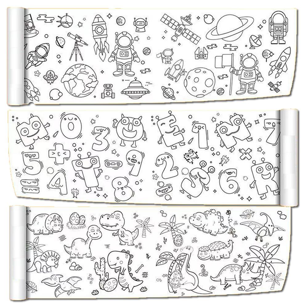 90cm Animal Canvas Children's Drawing Roll DIY Coloring Paper Roll Color Filling Graffiti Paper-cut Painting Educational School