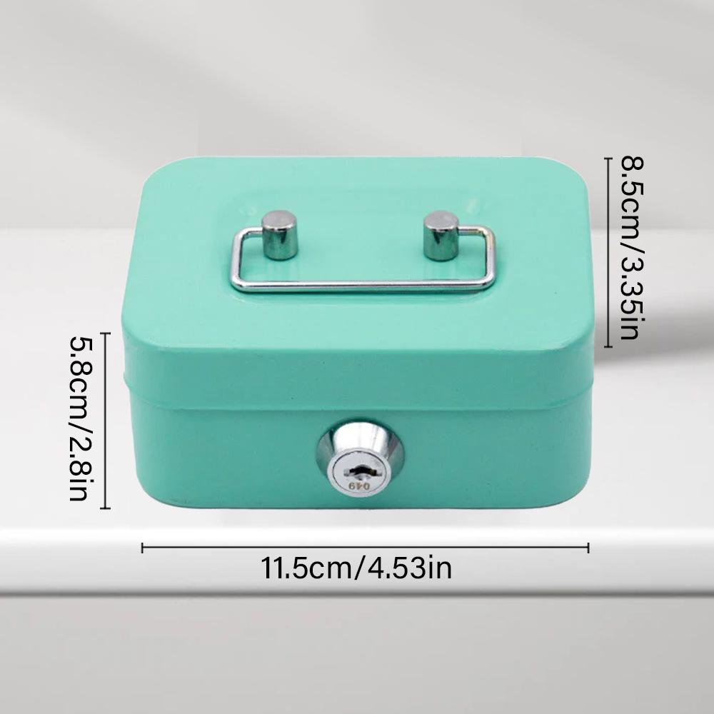 Lockable Metal Money Safe Box with Key – Compact, Portable Piggy Bank for Kids