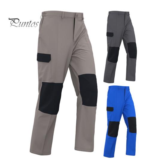 Men Cargo Pants Elastic Waist Multi-Pocket Storage Work Pants Patchwork Color Wear-resistant Cargo Trousers