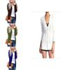 Premium Women V Neck Cardigan Coat Slim Fit Button Plain Cotton Blend Jacket Outwear Top
