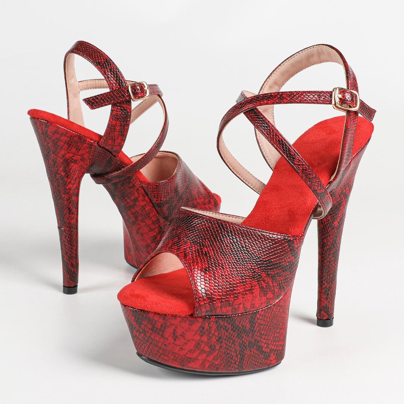 

Women s Sexy 15cm Heel Sandals Clear Crystal Square Toe Platform Wedding Party Red Leopard Shoes LFD-190-D2 36 красный