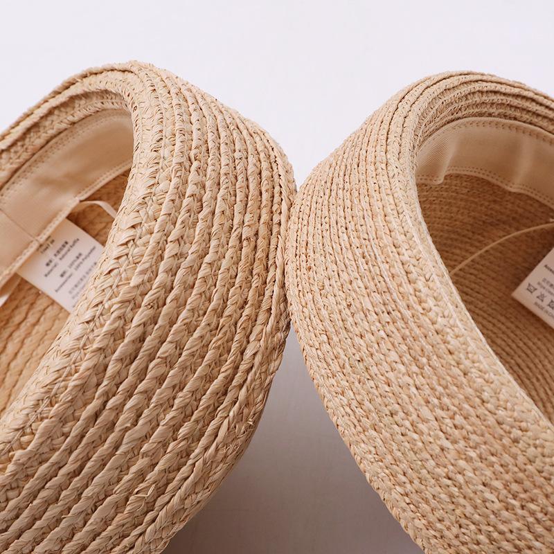 Premium sense solid color medicine box hat hot-selling big-name sailor hat simple breathable straw hat showing face small top hat